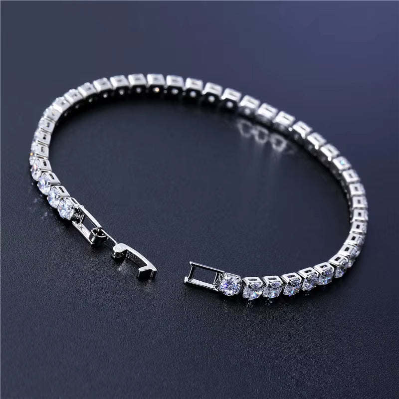 4Mm Cubic Zirconia Tennis Bracelet Iced Out Chain Bracelets for Women Men Silver Color Men Bracelet CZ Chain Homme Jewelry