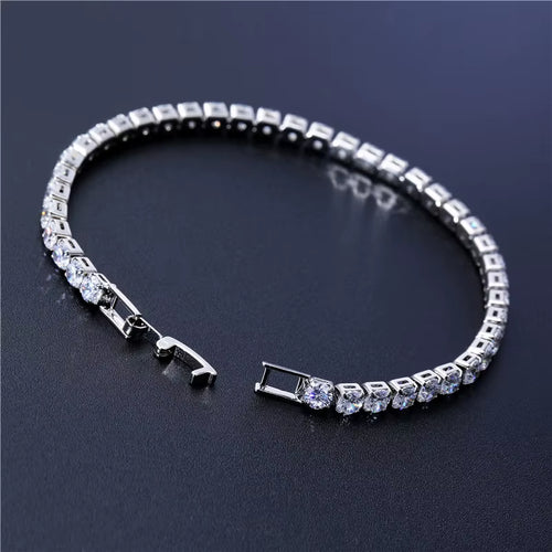 4Mm Cubic Zirconia Tennis Bracelet Iced Out Chain Bracelets for Women Men Silver Color Men Bracelet CZ Chain Homme Jewelry