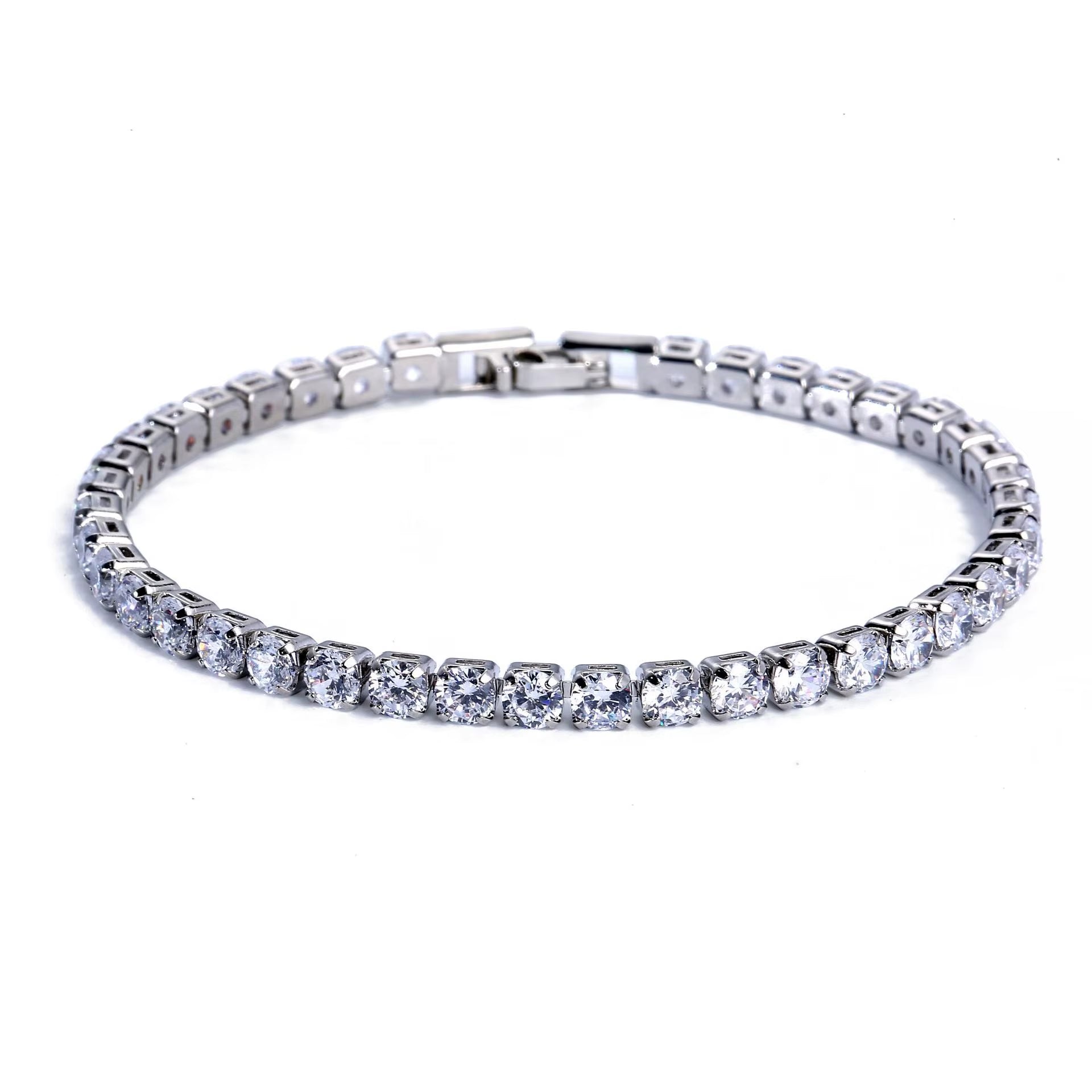 4Mm Cubic Zirconia Tennis Bracelet Iced Out Chain Bracelets for Women Men Silver Color Men Bracelet CZ Chain Homme Jewelry