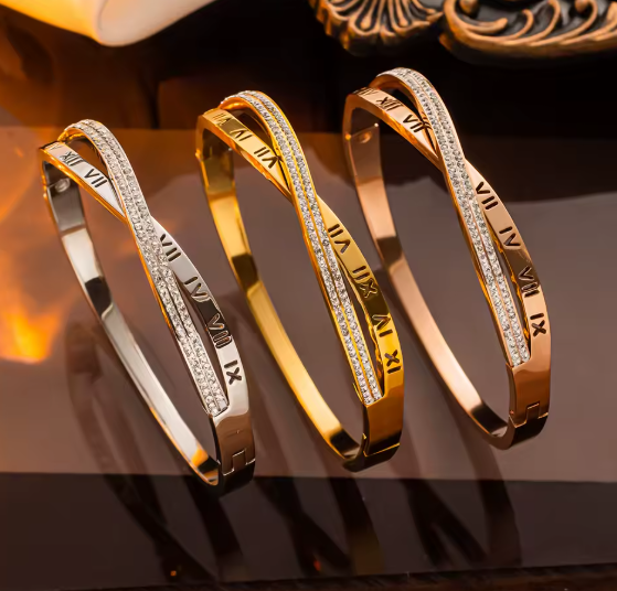Classic Cross Roman Numeral Bracelet For Women Fashion Stainless Steel