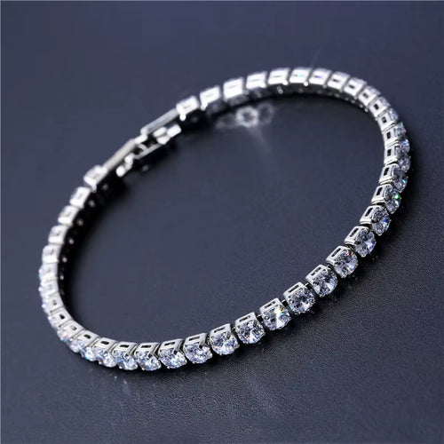 4Mm Cubic Zirconia Tennis Bracelet Iced Out Chain Bracelets for Women Men Silver Color Men Bracelet CZ Chain Homme Jewelry